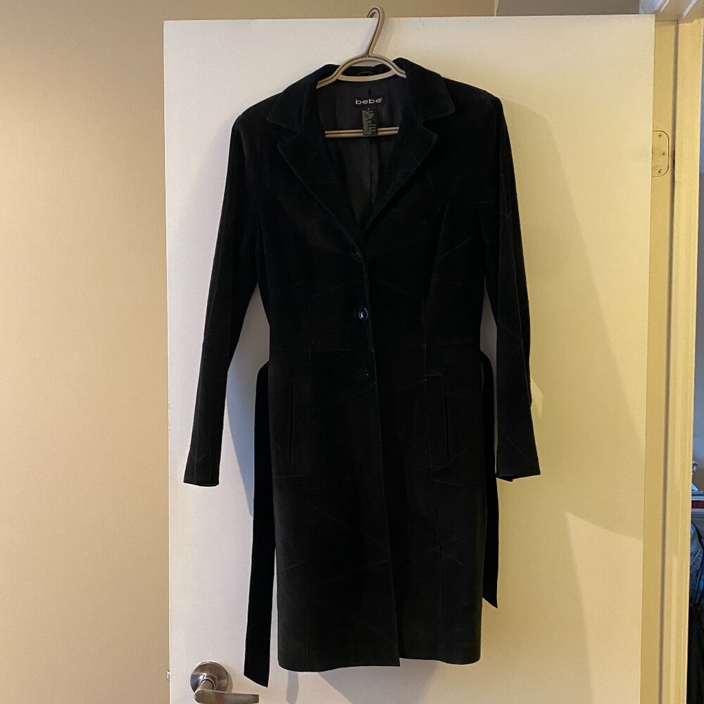 Vintage black suede peacoat by Bebe